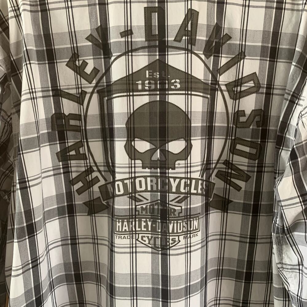 Harley Davidson Shirt Men's XL Plaid Willie G Skull Long Sleeve Button Down - Picture 6 of 10